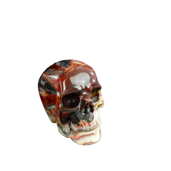 3.0" Red Crazy Lace Agate Crystal Skull Carving - Unique Piece #RC08 - alternate view