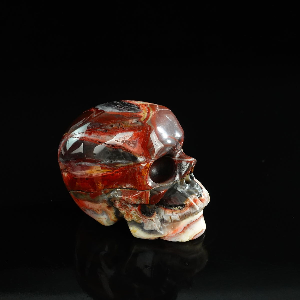 3.0" Red Crazy Lace Agate Crystal Skull Carving - Unique Piece #RC08