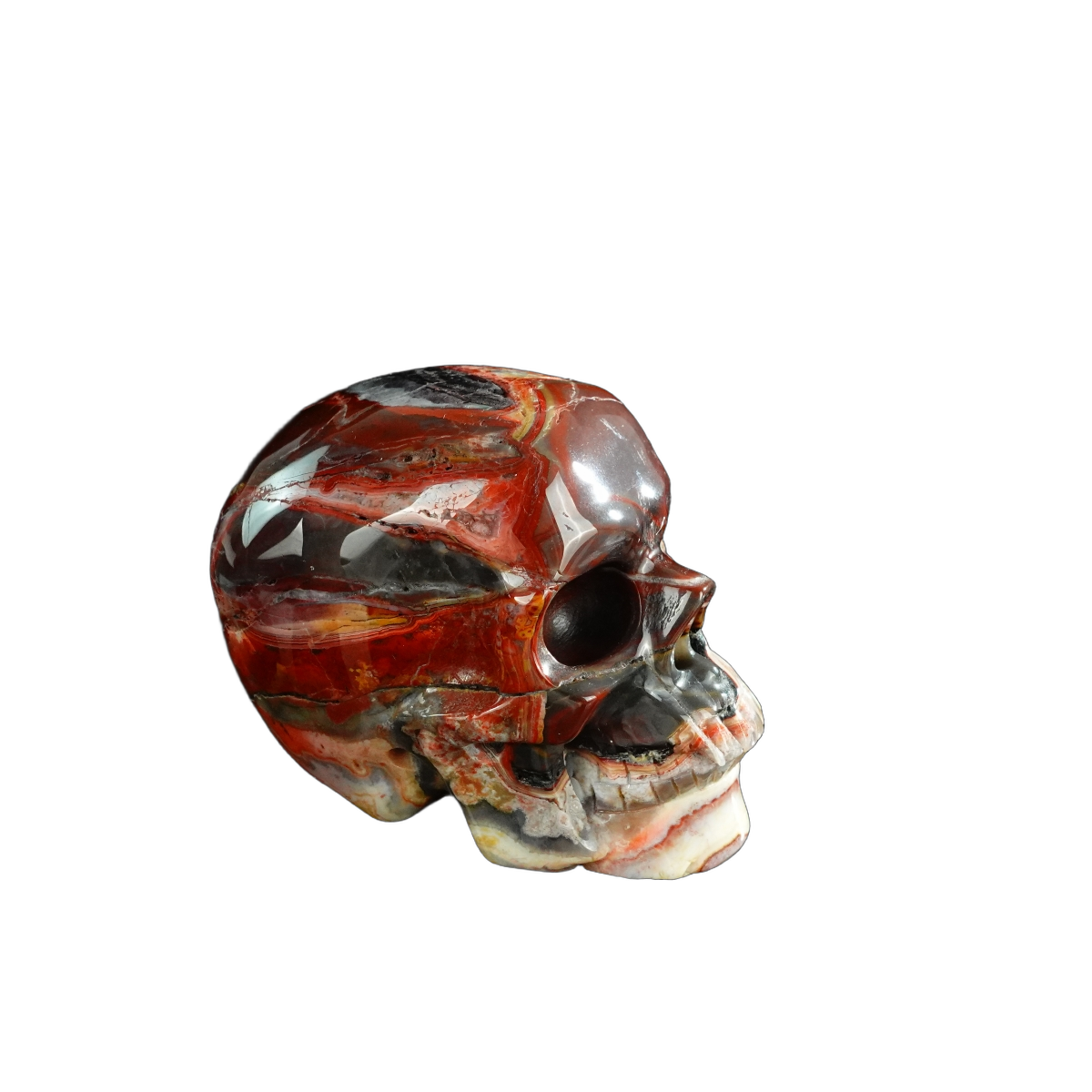 3.0" Red Crazy Lace Agate Crystal Skull Carving - Unique Piece #RC08