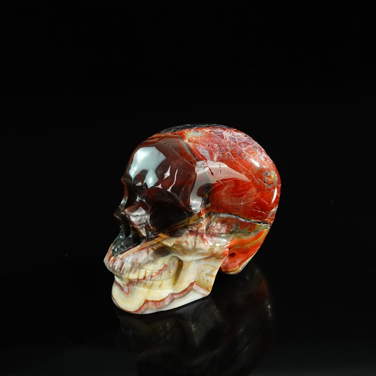3.0" Red Crazy Lace Agate Crystal Skull Carving - Unique Piece #RC08