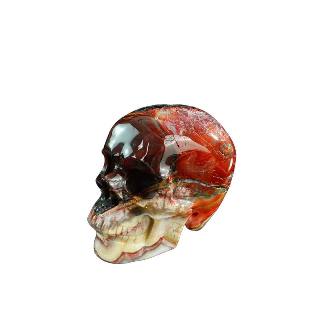 3.0" Red Crazy Lace Agate Crystal Skull Carving - Unique Piece #RC08