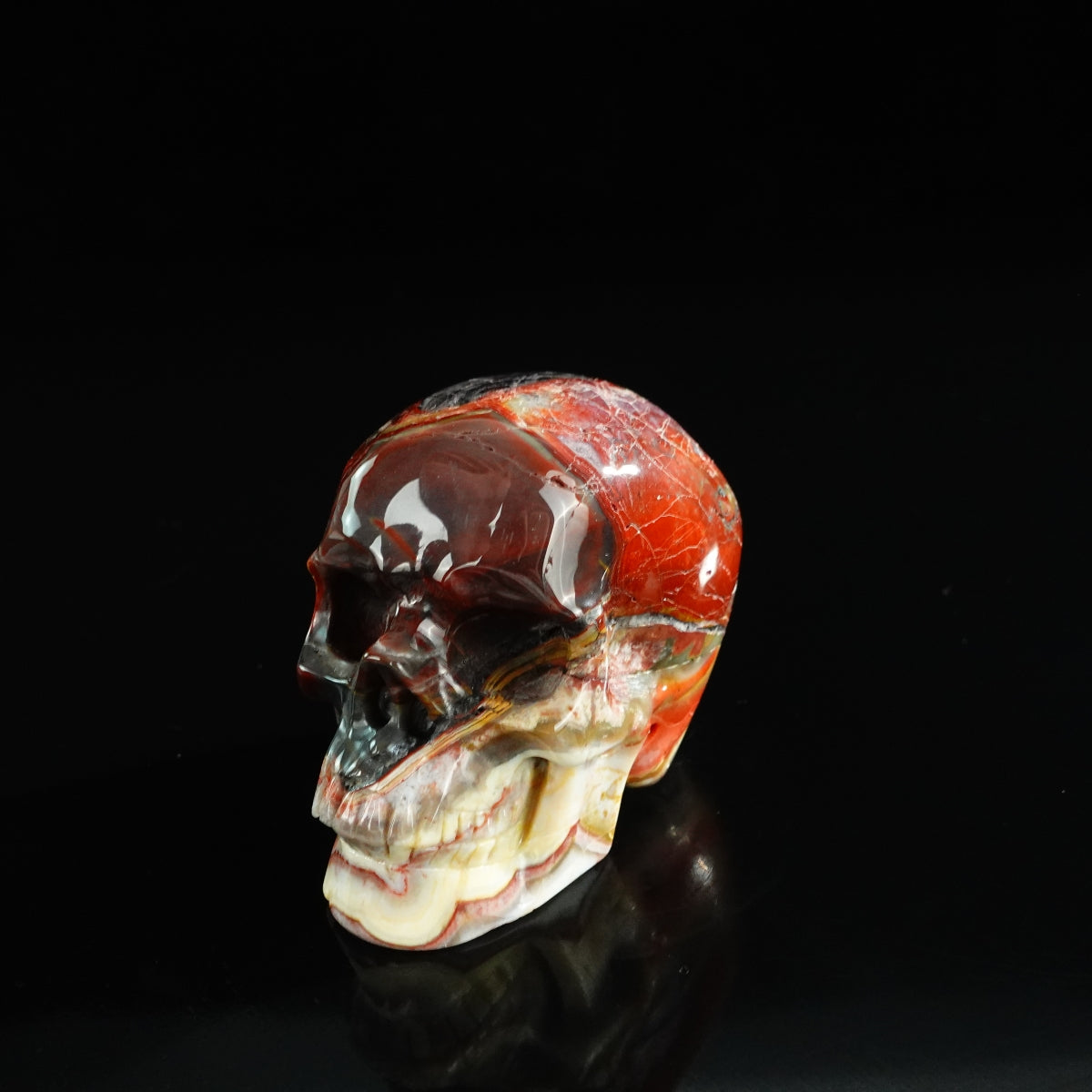 3.0" Red Crazy Lace Agate Crystal Skull Carving - Unique Piece #RC08