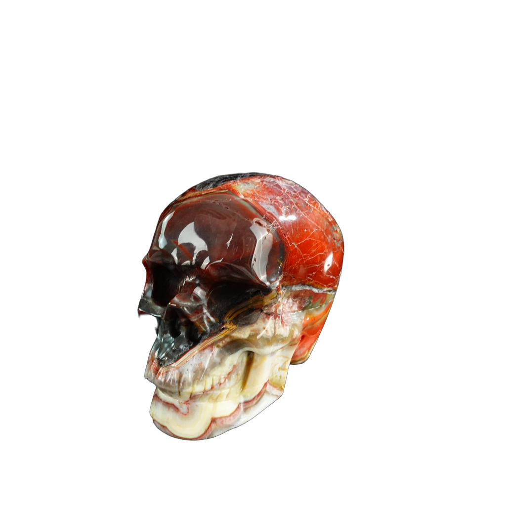 3.0" Red Crazy Lace Agate Crystal Skull Carving - Unique Piece #RC08