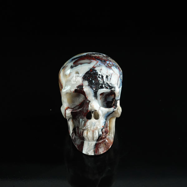 3.0" Red Crazy Lace Agate Crystal Skull Carving - Unique Piece #RC09
