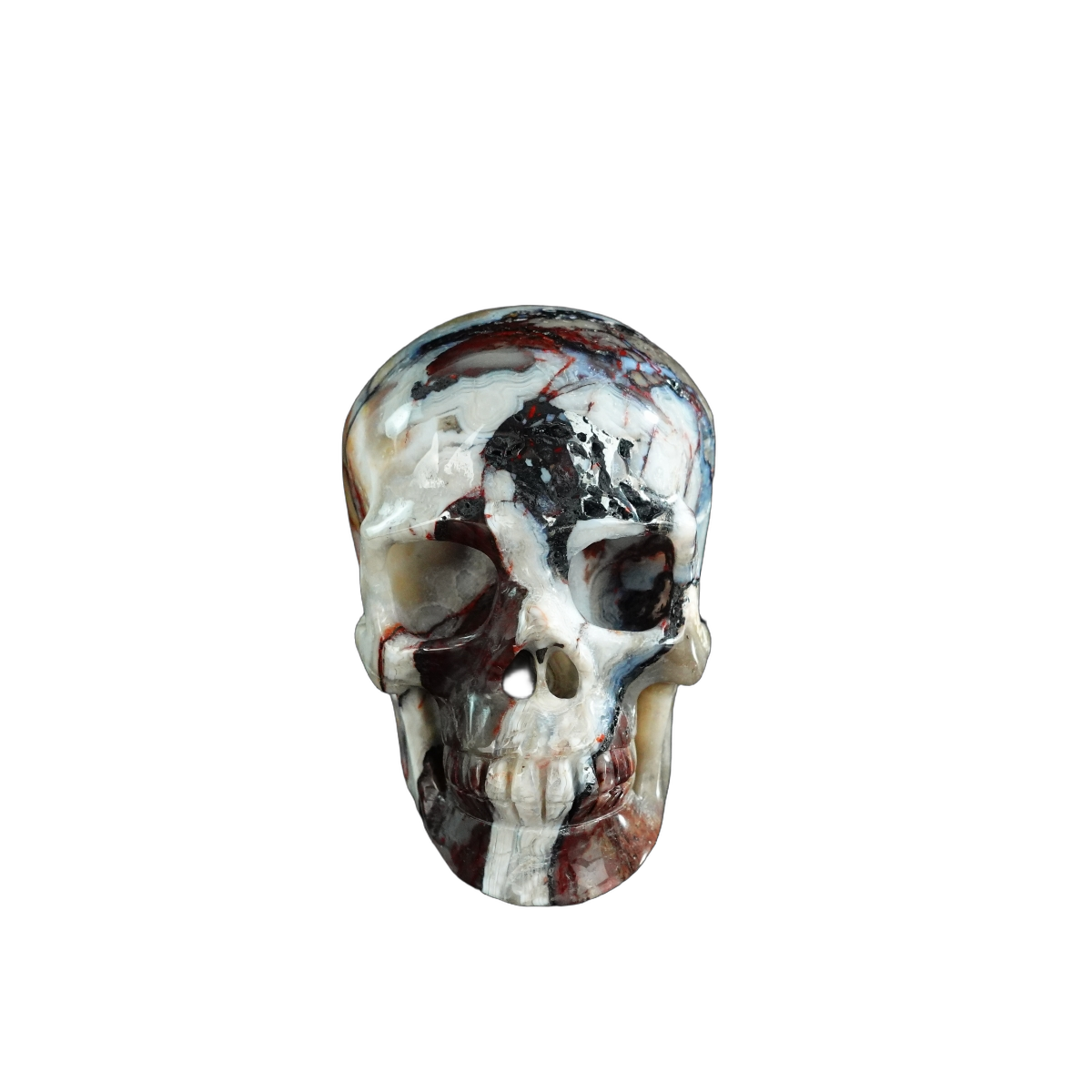 3.0" Red Crazy Lace Agate Crystal Skull Carving - Unique Piece #RC09