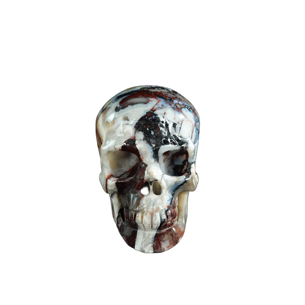 3.0" Red Crazy Lace Agate Crystal Skull Carving - Unique Piece #RC09