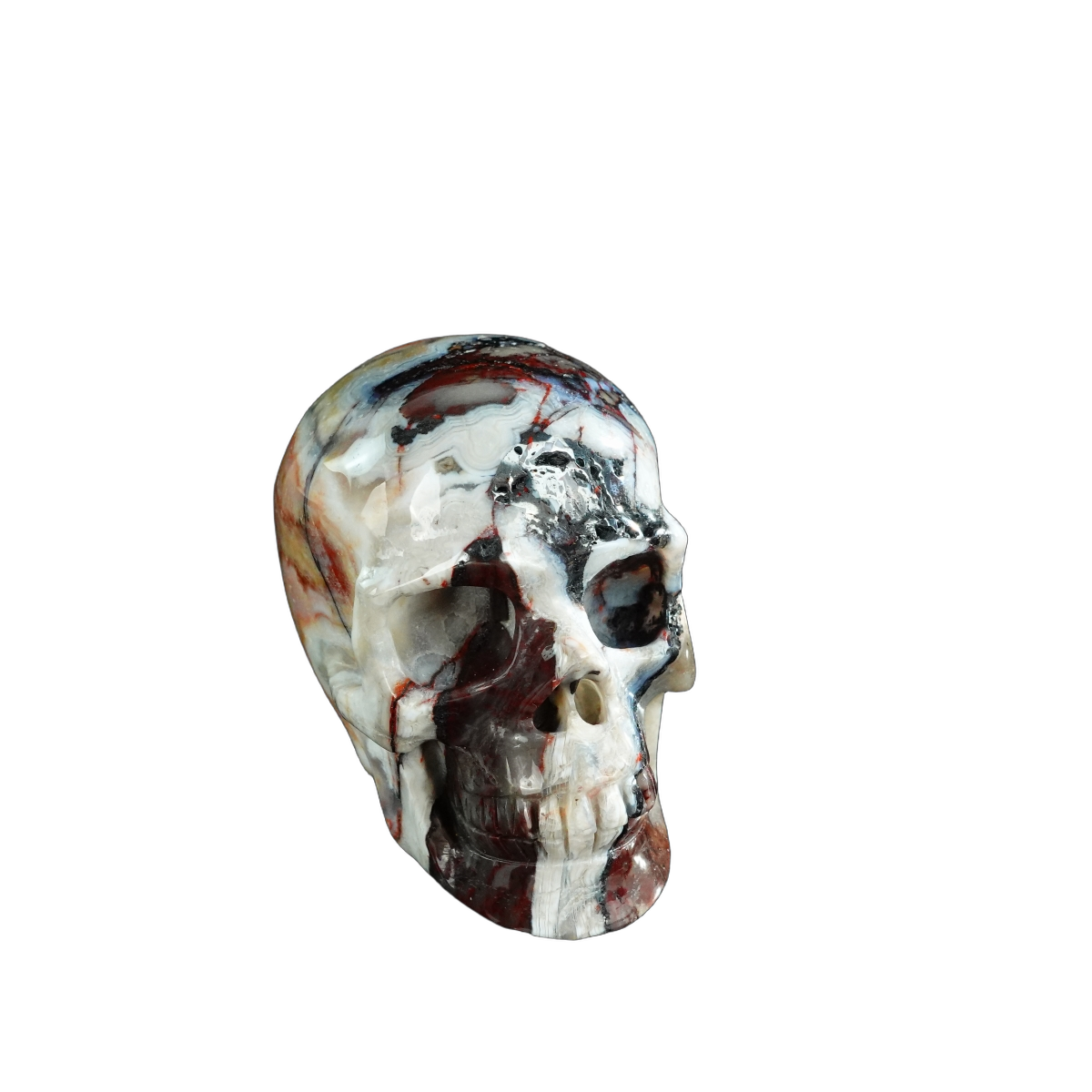 3.0" Red Crazy Lace Agate Crystal Skull Carving - Unique Piece #RC09