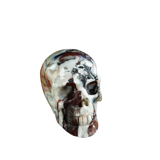 3.0" Red Crazy Lace Agate Crystal Skull Carving - Unique Piece #RC09
