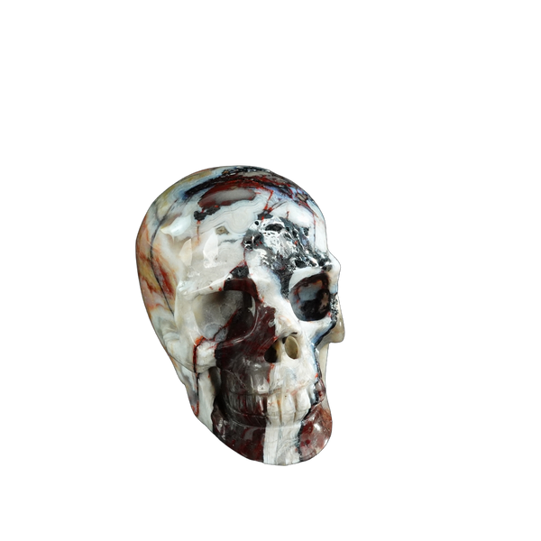3.0" Red Crazy Lace Agate Crystal Skull Carving - Unique Piece #RC09 - alternate view