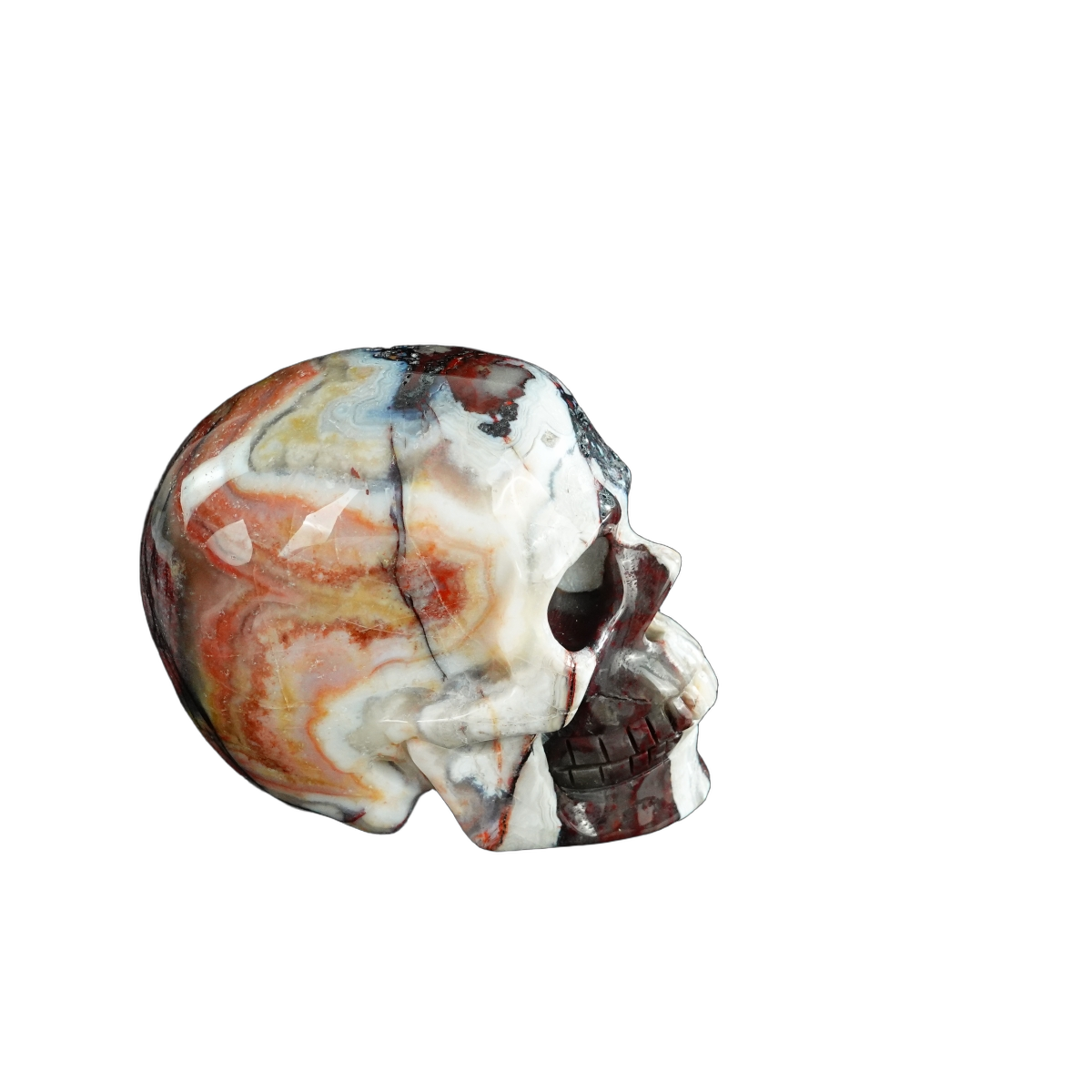 3.0" Red Crazy Lace Agate Crystal Skull Carving - Unique Piece #RC09