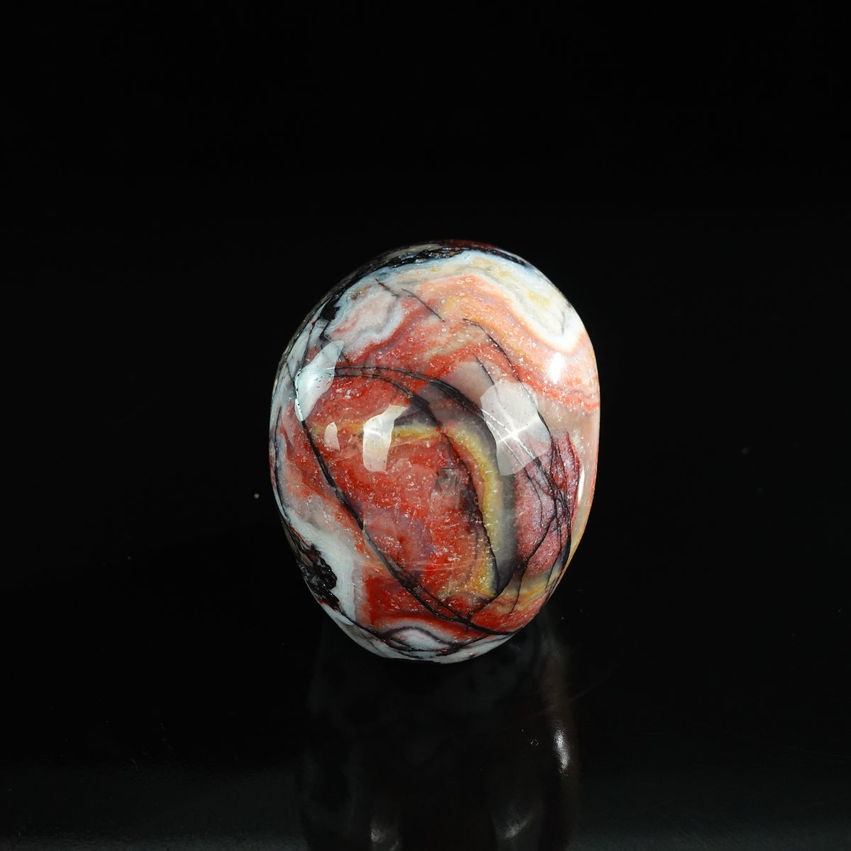 3.0" Red Crazy Lace Agate Crystal Skull Carving - Unique Piece #RC09