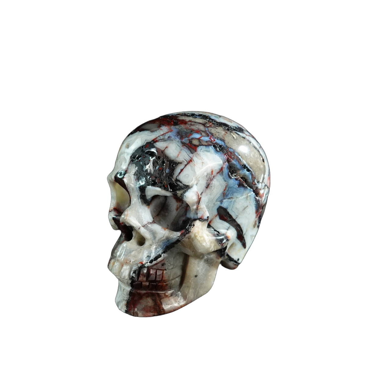 3.0" Red Crazy Lace Agate Crystal Skull Carving - Unique Piece #RC09