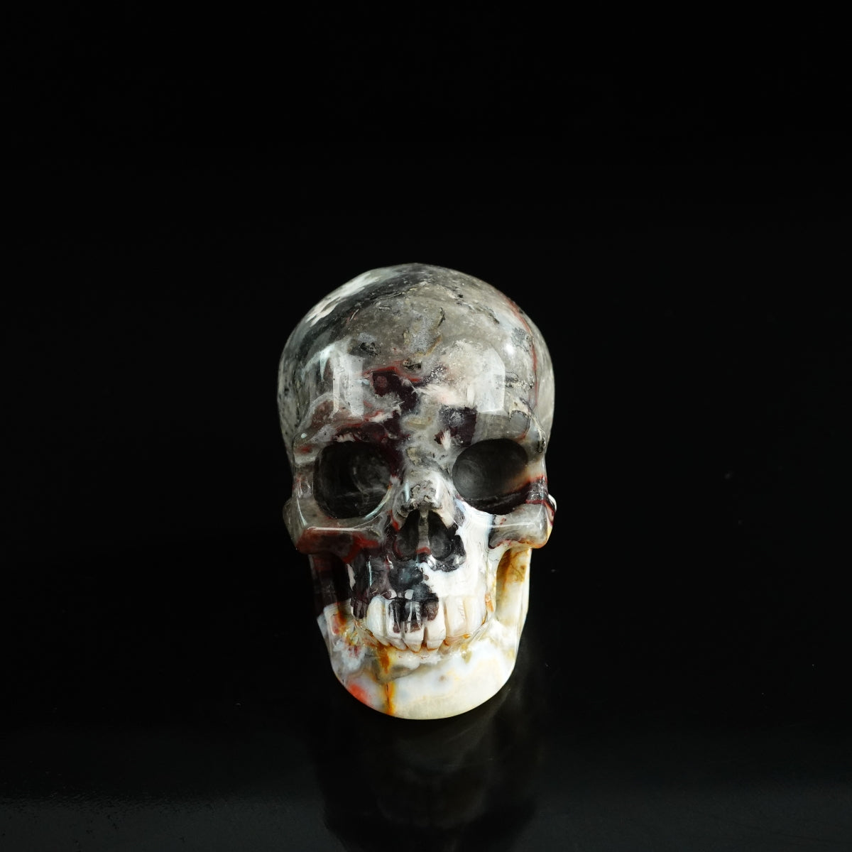 3.0" Red Crazy Lace Agate Crystal Skull Carving - Unique Piece #RC10
