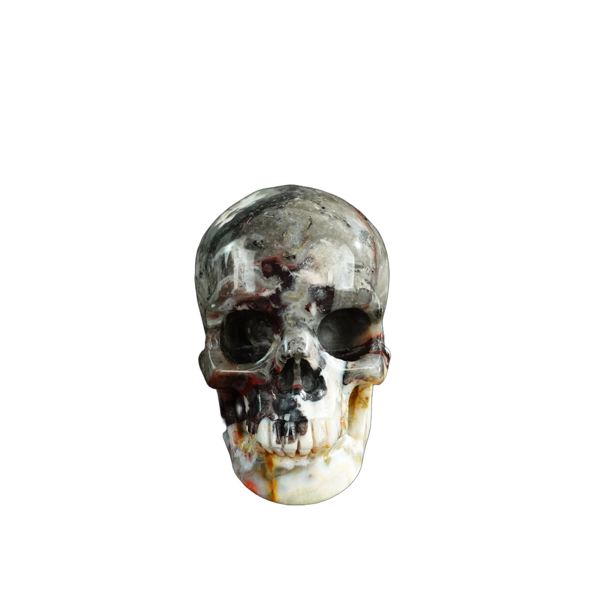 3.0" Red Crazy Lace Agate Crystal Skull Carving - Unique Piece #RC10