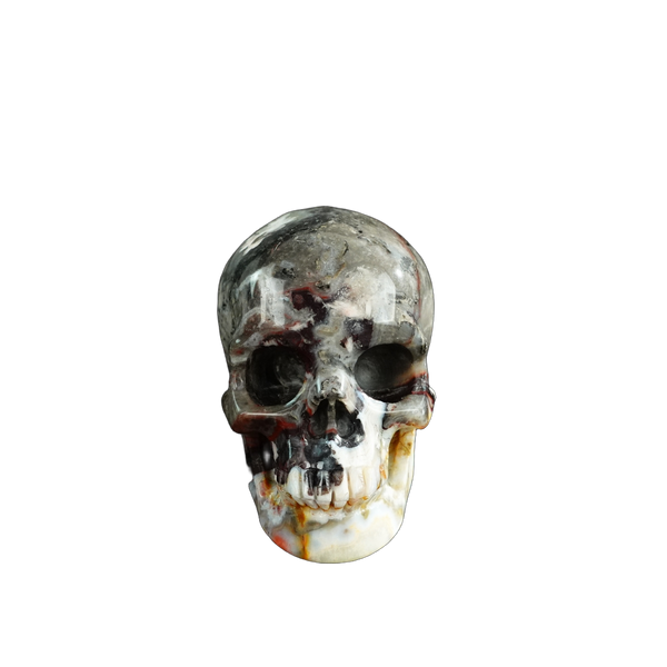 3.0" Red Crazy Lace Agate Crystal Skull Carving - Unique Piece #RC10