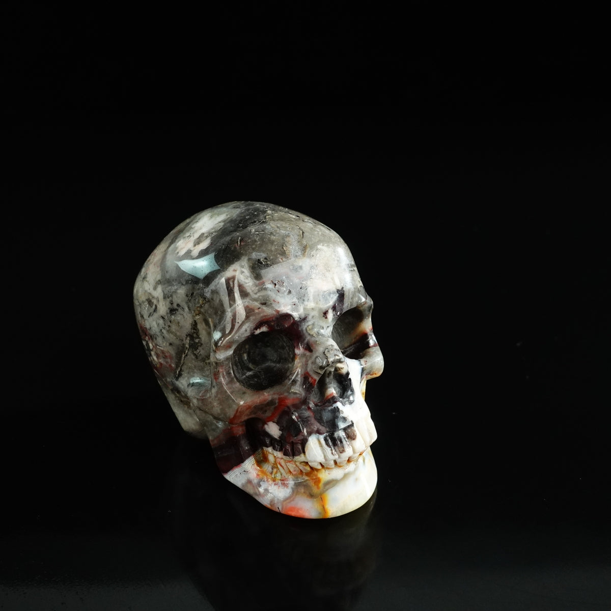 3.0" Red Crazy Lace Agate Crystal Skull Carving - Unique Piece #RC10
