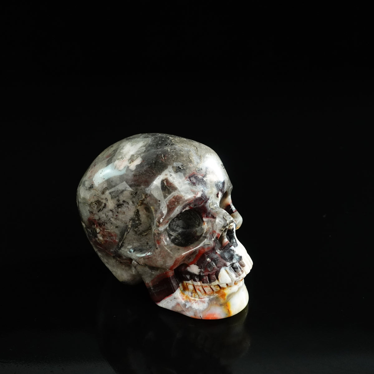 3.0" Red Crazy Lace Agate Crystal Skull Carving - Unique Piece #RC10