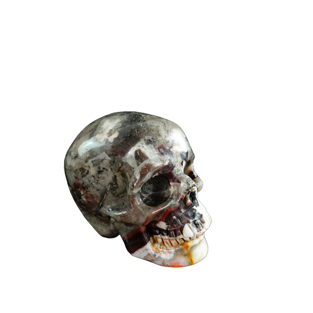 3.0" Red Crazy Lace Agate Crystal Skull Carving - Unique Piece #RC10