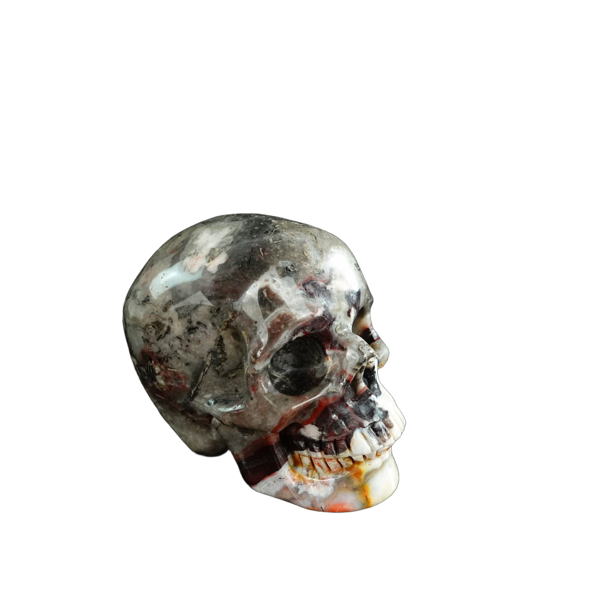 3.0" Red Crazy Lace Agate Crystal Skull Carving - Unique Piece #RC10