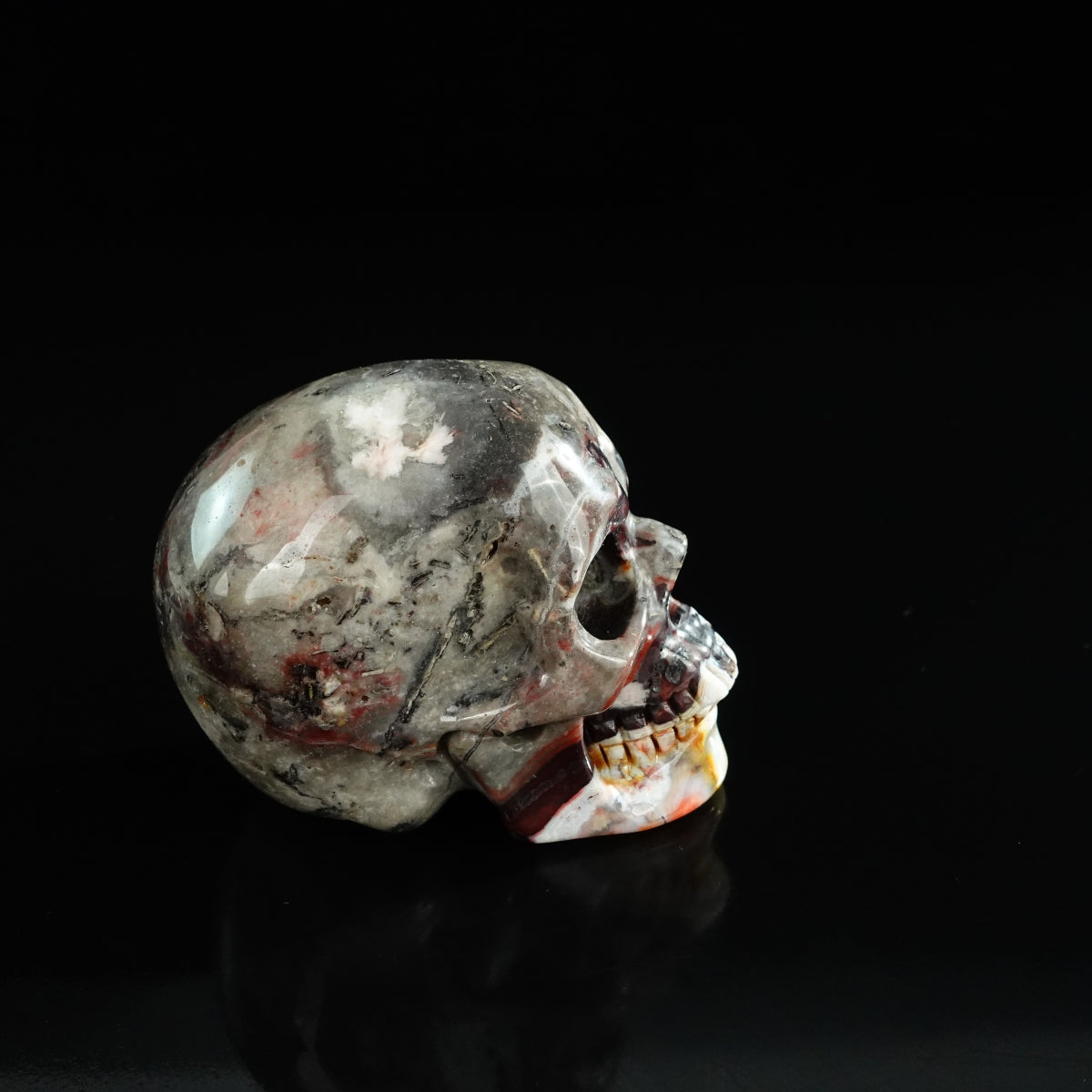 3.0" Red Crazy Lace Agate Crystal Skull Carving - Unique Piece #RC10