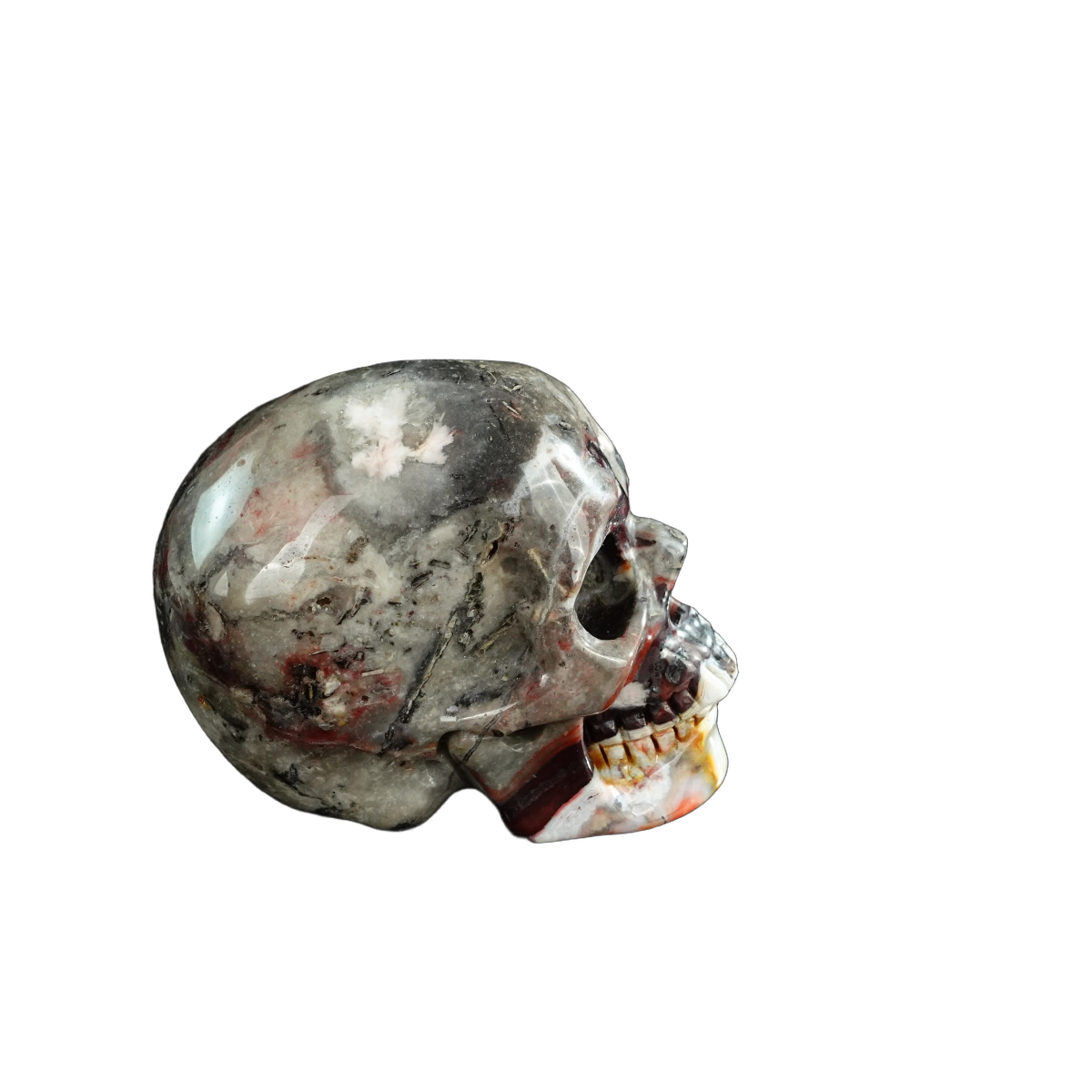 3.0" Red Crazy Lace Agate Crystal Skull Carving - Unique Piece #RC10