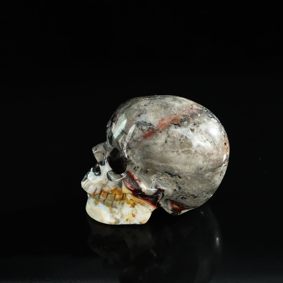 3.0" Red Crazy Lace Agate Crystal Skull Carving - Unique Piece #RC10