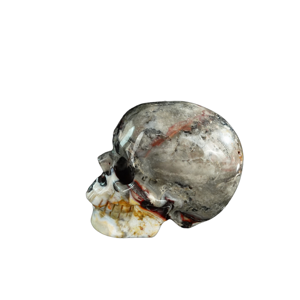 3.0" Red Crazy Lace Agate Crystal Skull Carving - Unique Piece #RC10