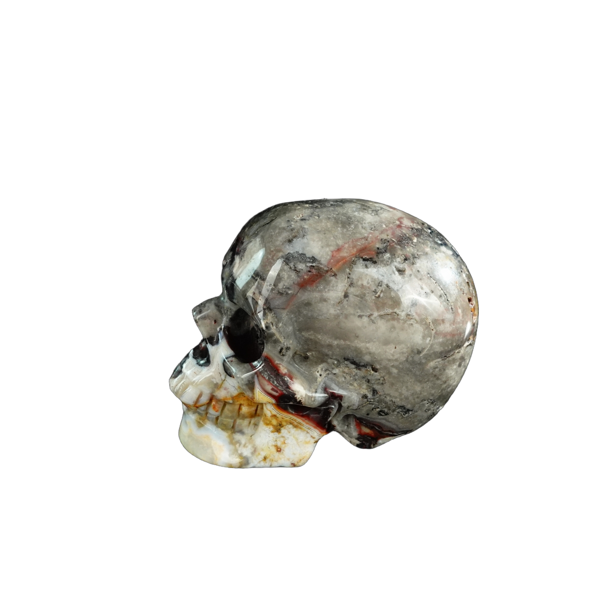 3.0" Red Crazy Lace Agate Crystal Skull Carving - Unique Piece #RC10