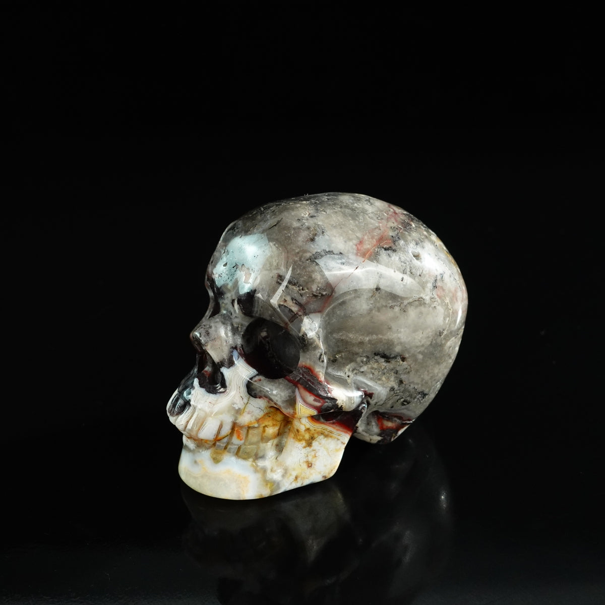 3.0" Red Crazy Lace Agate Crystal Skull Carving - Unique Piece #RC10