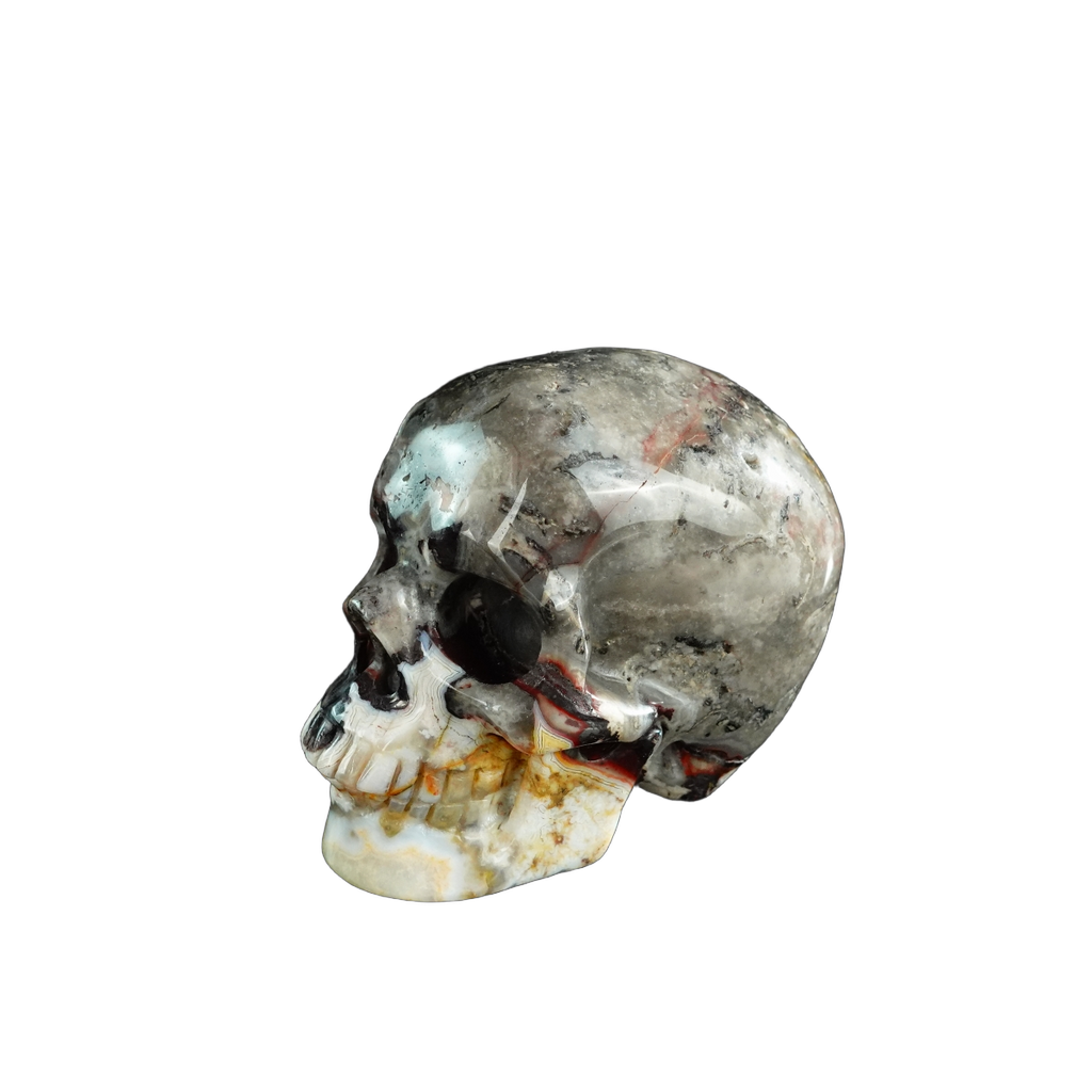 3.0" Red Crazy Lace Agate Crystal Skull Carving - Unique Piece #RC10