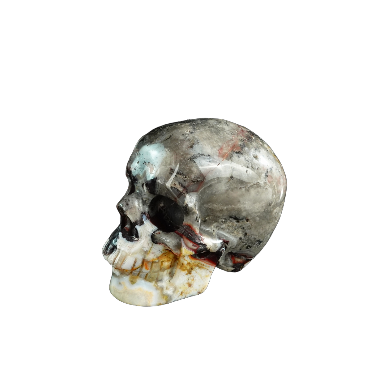 3.0" Red Crazy Lace Agate Crystal Skull Carving - Unique Piece #RC10