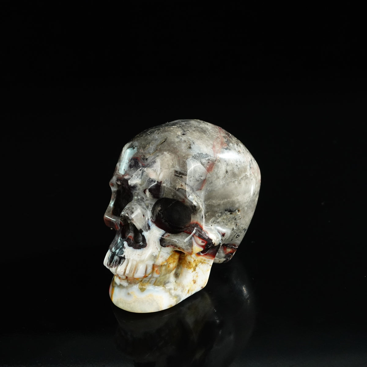 3.0" Red Crazy Lace Agate Crystal Skull Carving - Unique Piece #RC10
