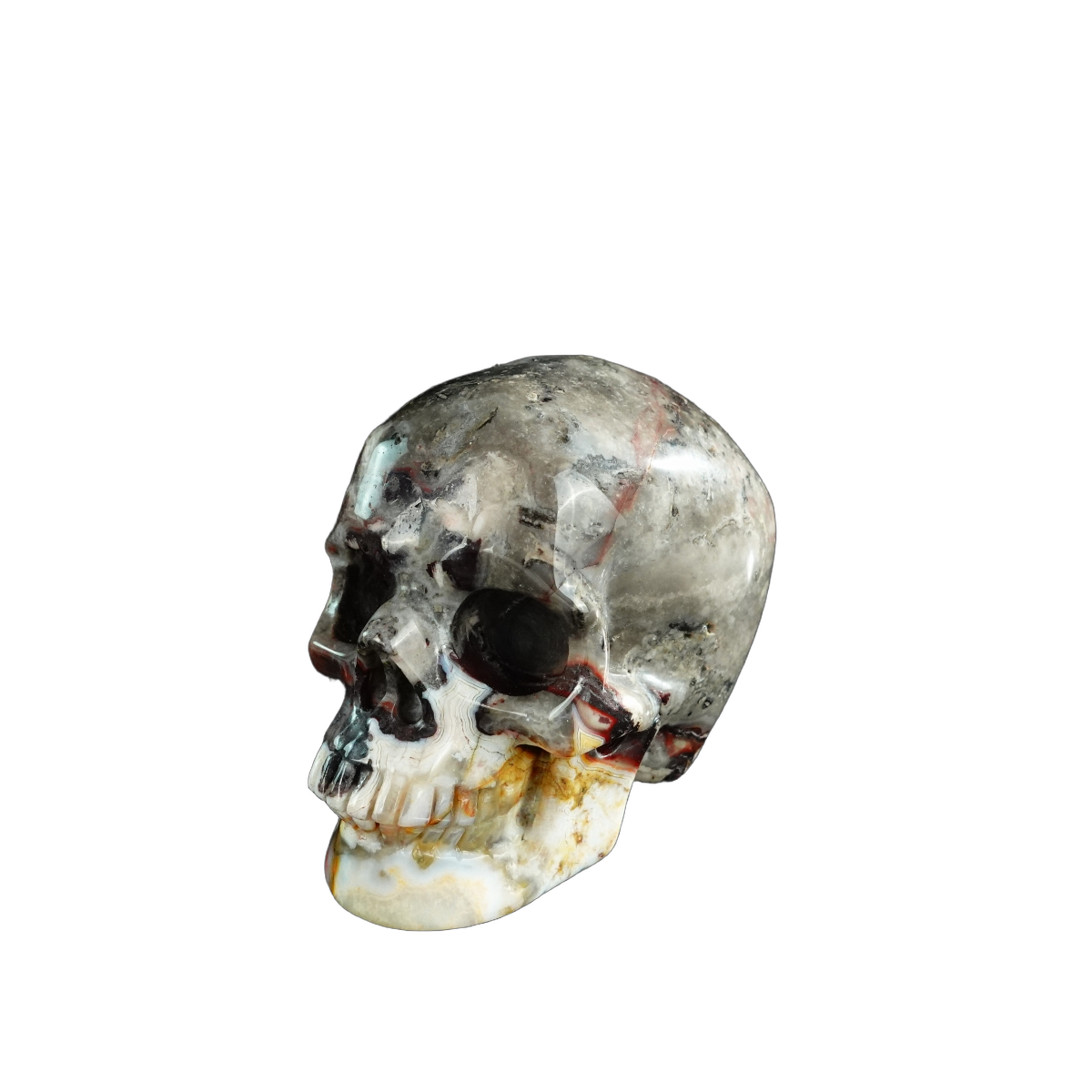 3.0" Red Crazy Lace Agate Crystal Skull Carving - Unique Piece #RC10