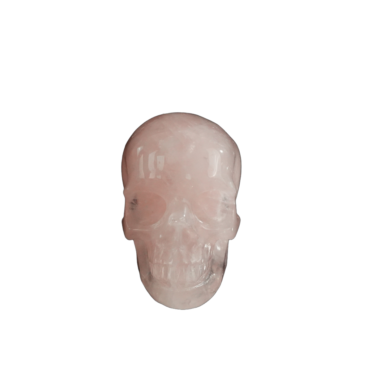 3.0" Rose Quartz Crystal Skull Carving - Hand Carved Decor