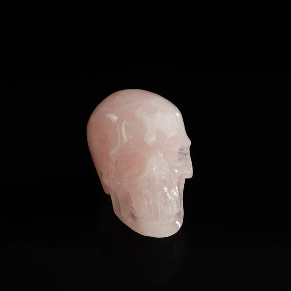 3.0" Rose Quartz Crystal Skull Carving - Unique Piece #RQ02 - alternate view
