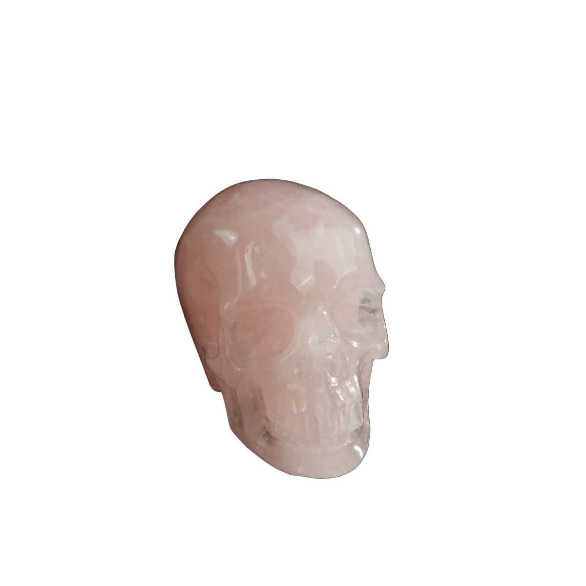 3.0" Rose Quartz Crystal Skull Carving - Hand Carved Decor