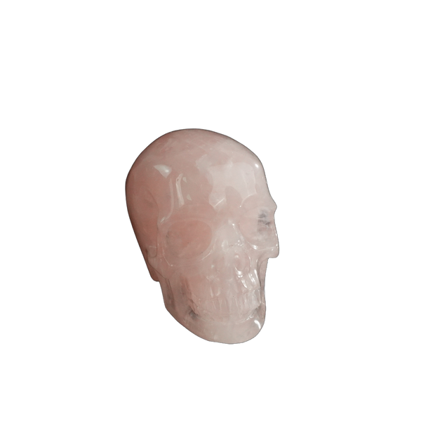 3.0" Rose Quartz Crystal Skull Carving - Hand Carved Decor - alternate view
