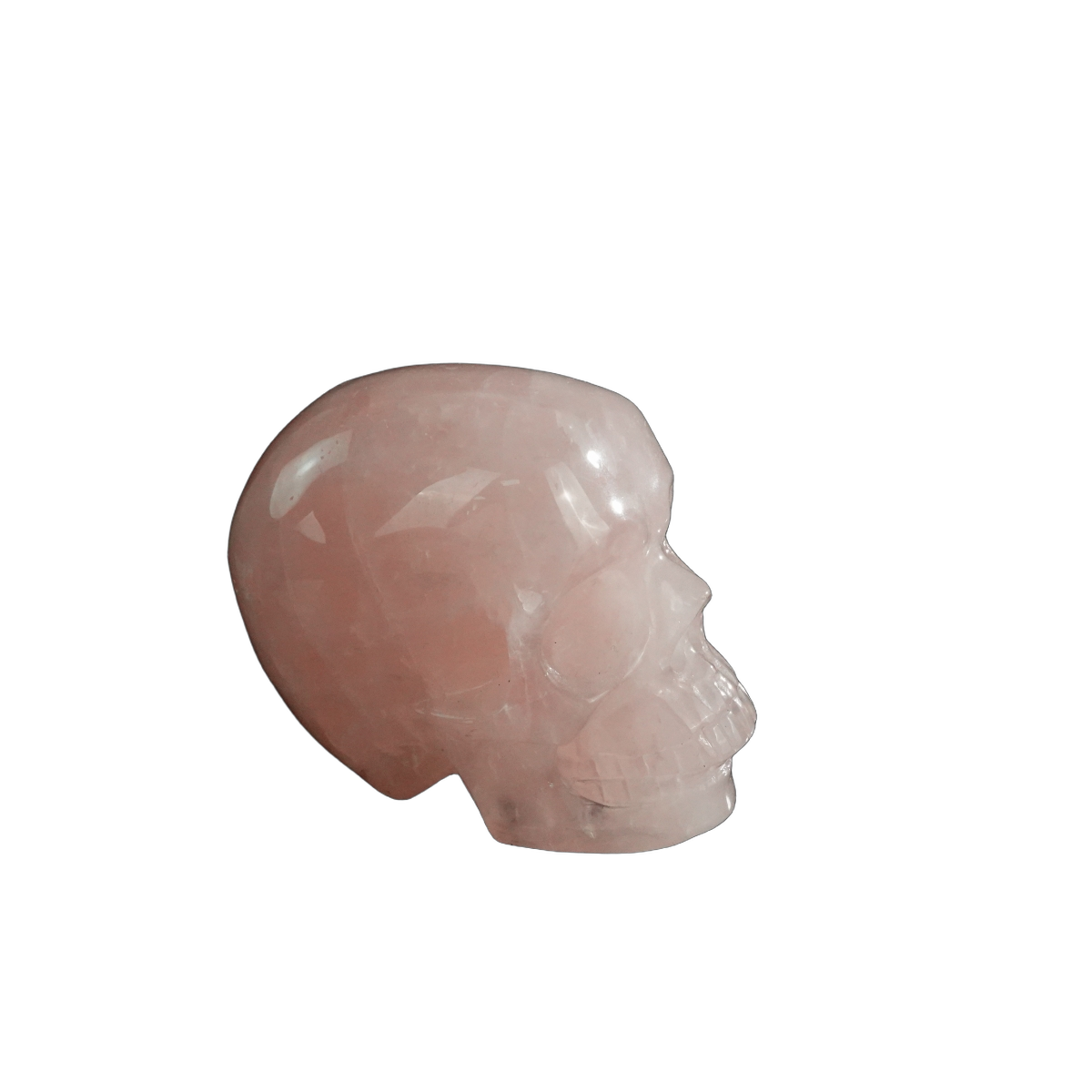 3.0" Rose Quartz Crystal Skull Carving - Hand Carved Decor