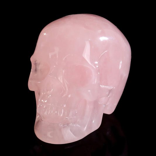 3.0" Rose Quartz Crystal Skull Carving - Hand Carved Decor