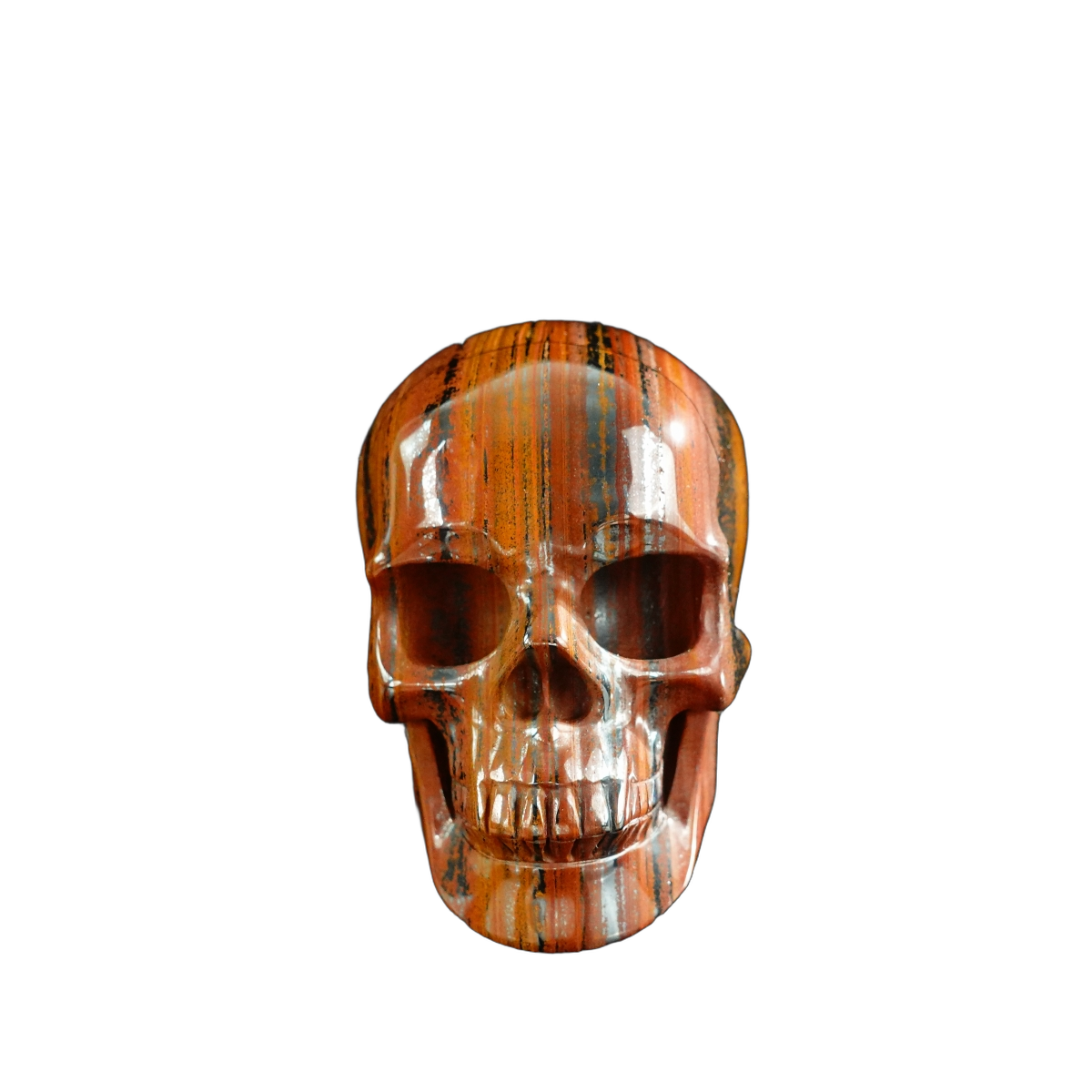 3.0" Tiger Iron Crystal Skull Carving - Hand Carved Decor
