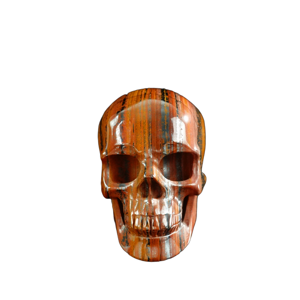 3.0" Tiger Iron Crystal Skull Carving - Hand Carved Decor