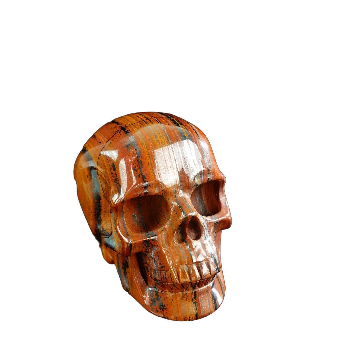 3.0" Tiger Iron Crystal Skull Carving - Hand Carved Decor
