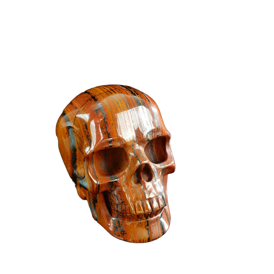3.0" Tiger Iron Crystal Skull Carving - Hand Carved Decor