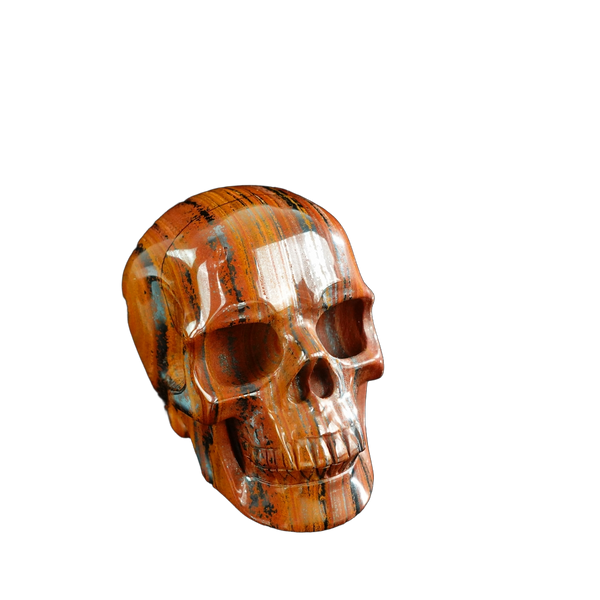 3.0" Tiger Iron Crystal Skull Carving - Hand Carved Decor - alternate view