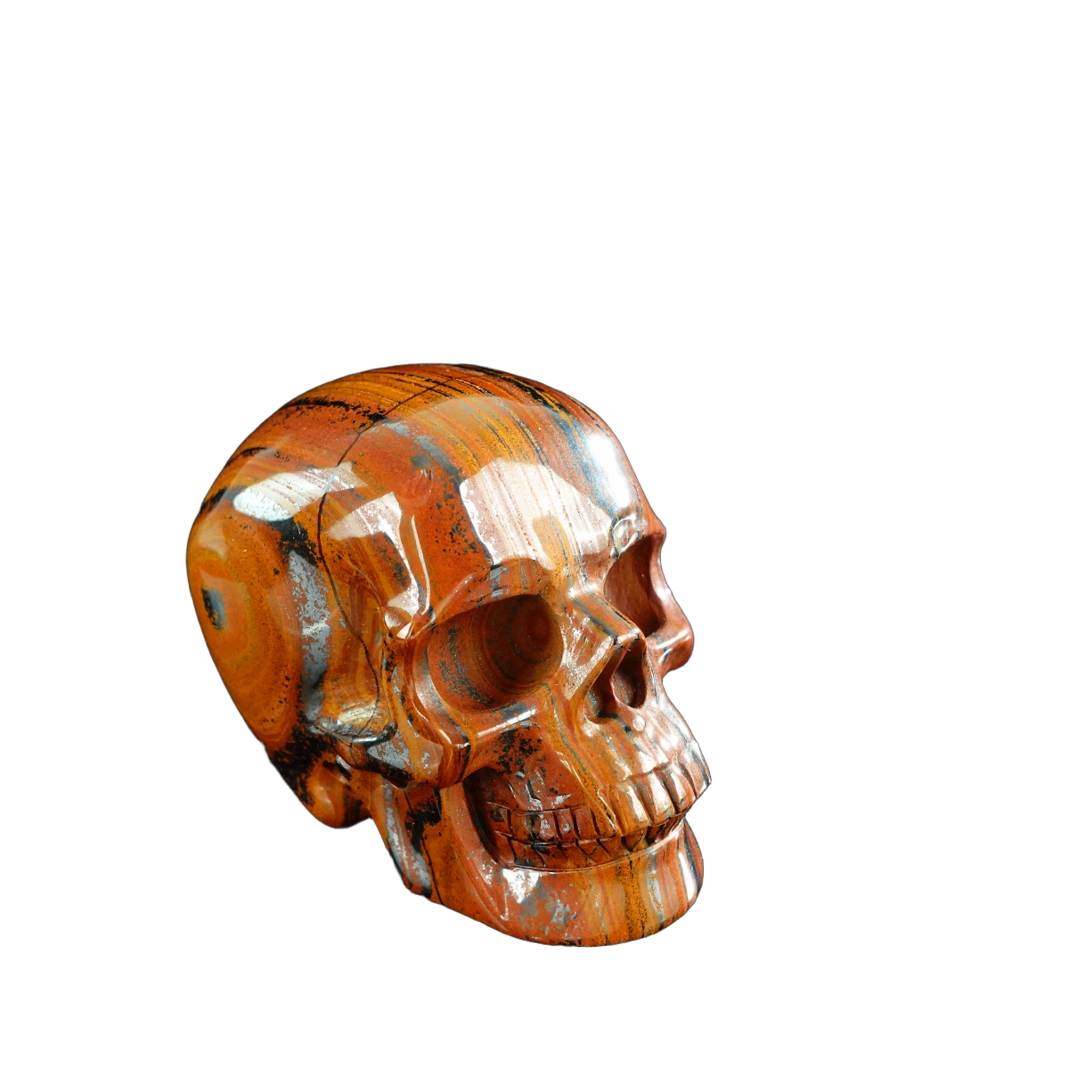 3.0" Tiger Iron Crystal Skull Carving - Hand Carved Decor