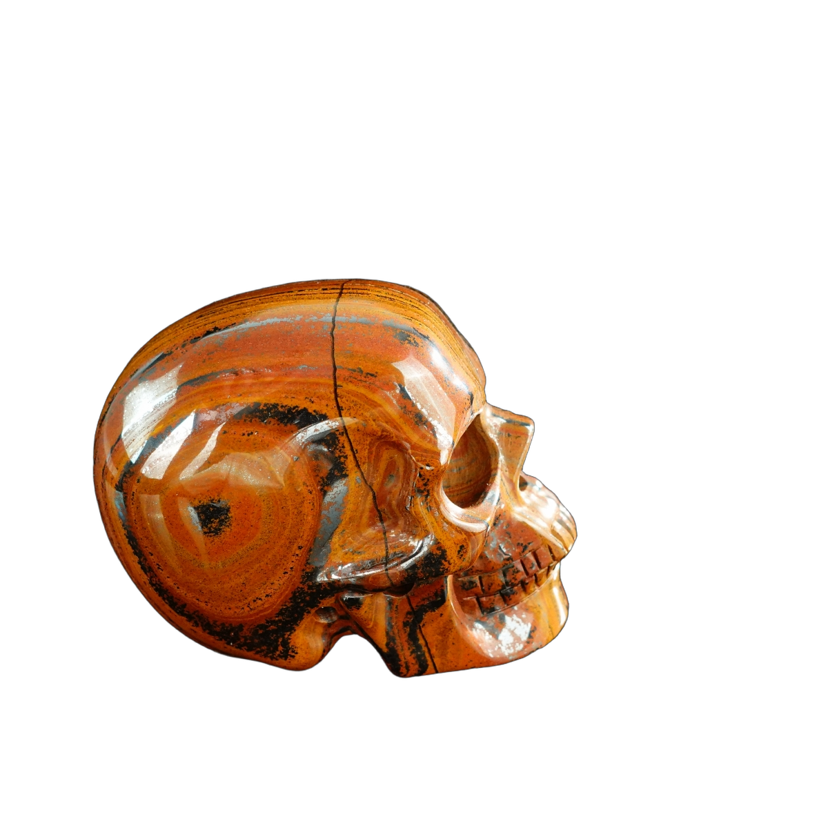 3.0" Tiger Iron Crystal Skull Carving - Hand Carved Decor