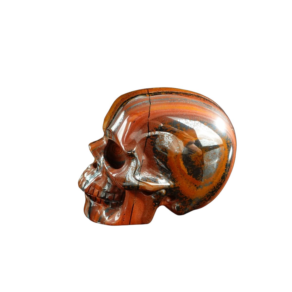 3.0" Tiger Iron Crystal Skull Carving - Hand Carved Decor