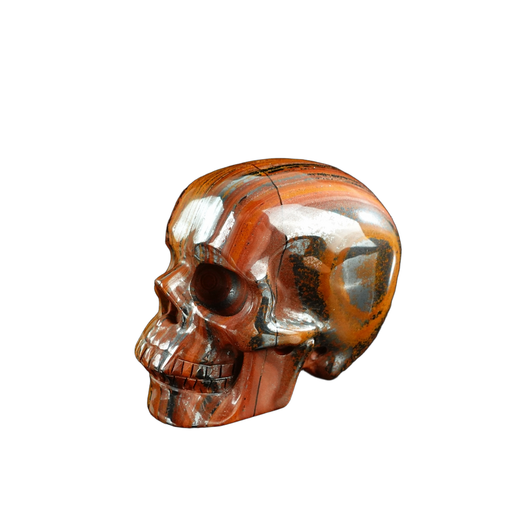 3.0" Tiger Iron Crystal Skull Carving - Hand Carved Decor