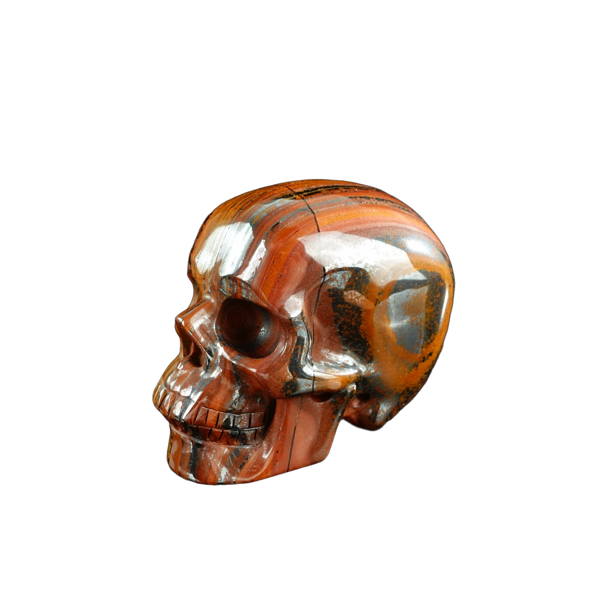3.0" Tiger Iron Crystal Skull Carving - Hand Carved Decor