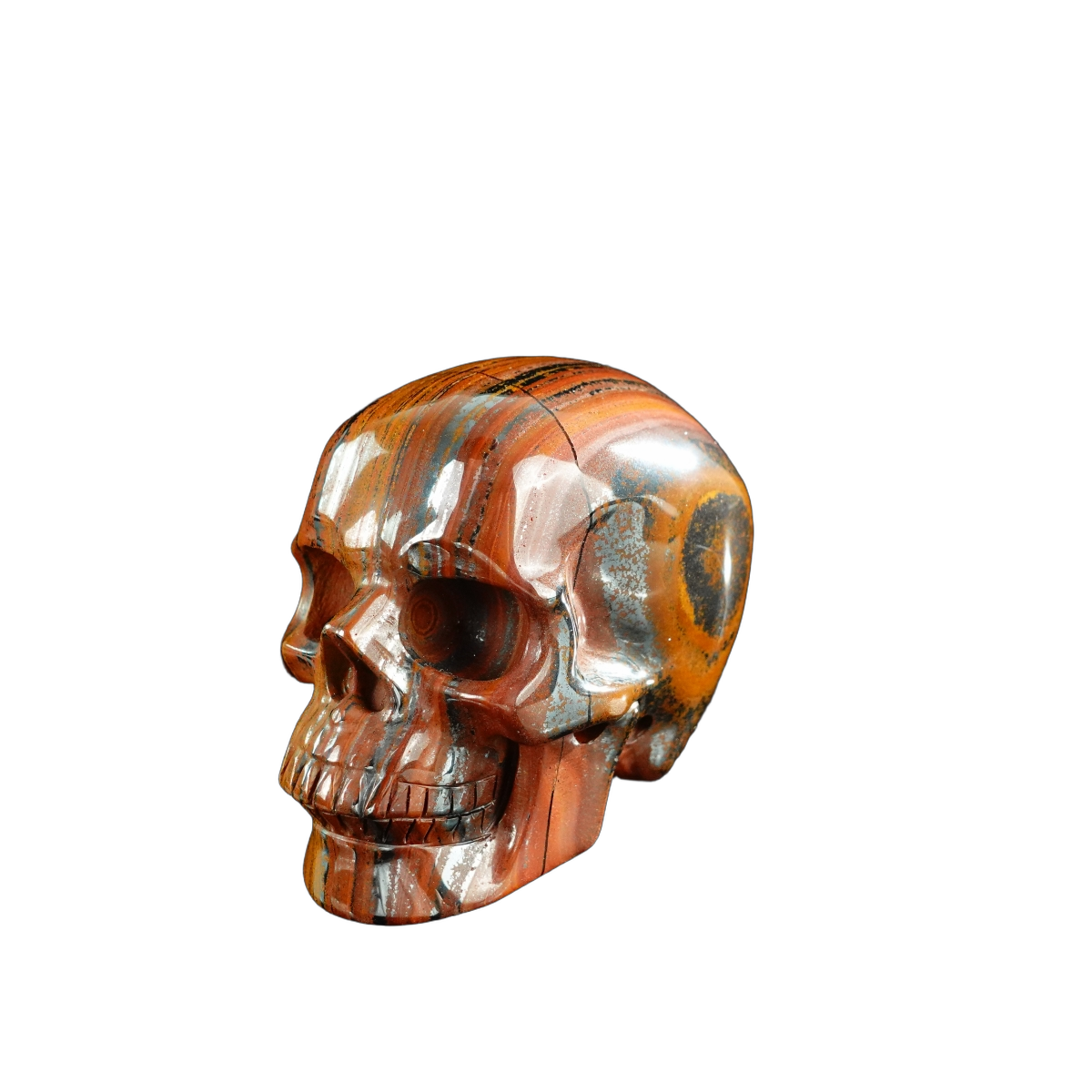 3.0" Tiger Iron Crystal Skull Carving - Hand Carved Decor